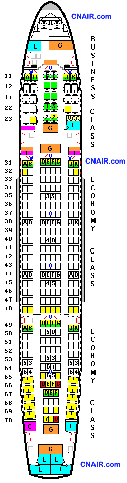 泰國航空公司空中客車A300-600(Version 36R3)機型航班座位圖