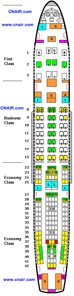 瑞士國際航空公司空中客車A330-200 (Three class) 機型