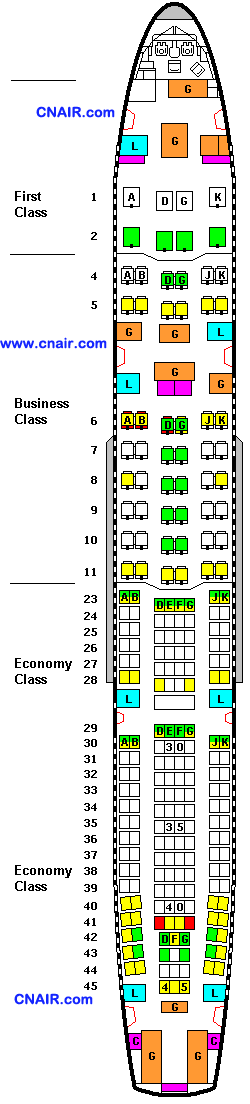 瑞士國際航空公司空中客車A340-300 (Three class)  機型