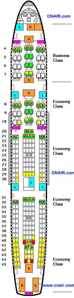 馬來西亞航空公司空中客車A330-200 (Two class)機型