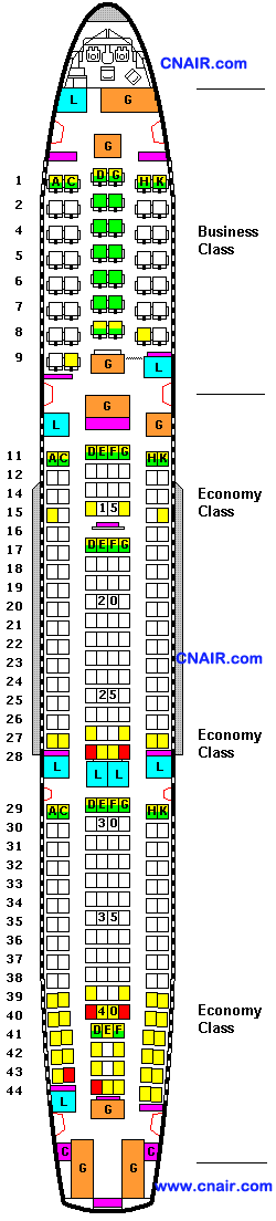 馬來(lái)西亞航空公司空中客車A330-300 (Two class)機(jī)型