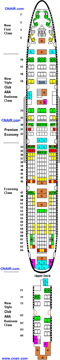 全日本航空公司波音Boeing 747-400 (323 seats) 機型