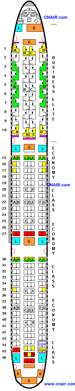 德爾塔航空公司波音767-400 ER (TransAtlantic - Full-flat beds)機型