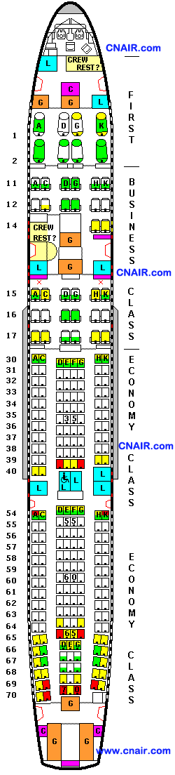 國泰航空公司空中客車Airbus A330-300 (Three class)機型 